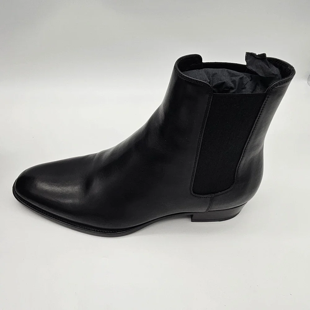 Saint Laurent Paris YSL Wyatt 30 Chelsea Boots Leather Nero Black U.S 9  EU 42